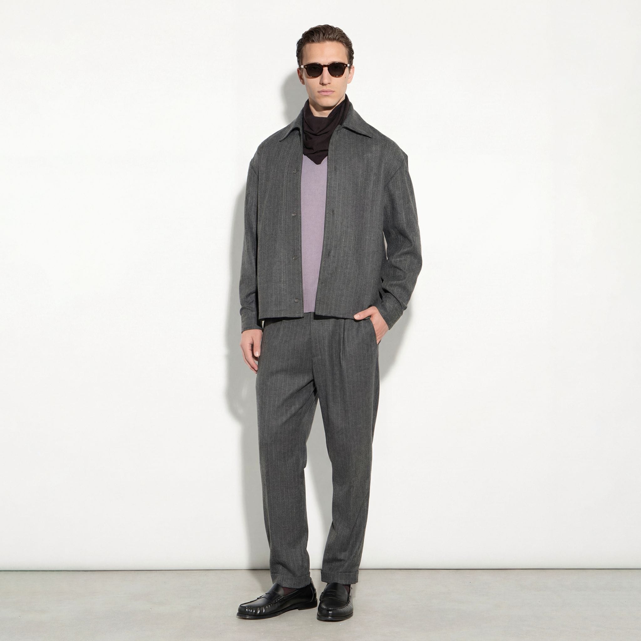 Camicia Tessuto Rigato Fondo Grigio/Grigio Camicia Tessuto Paolo Pecora
