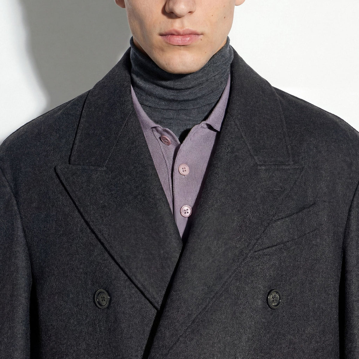 Cappotto Tessuto Grigio Scuro Melange Cappotto Tessuto Paolo Pecora