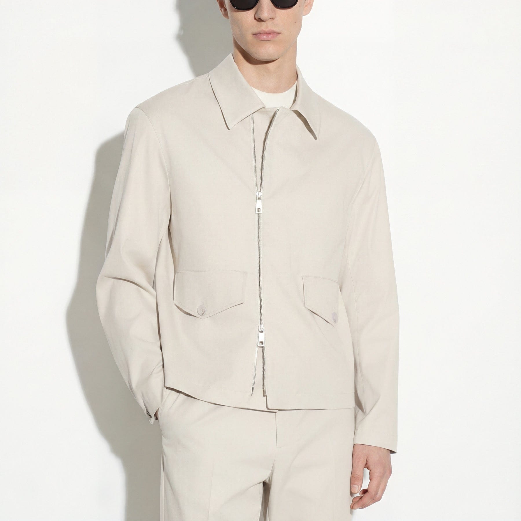 Giubbotto con Zip in Tessuto Beige Giubbotto Tessuto Paolo Pecora