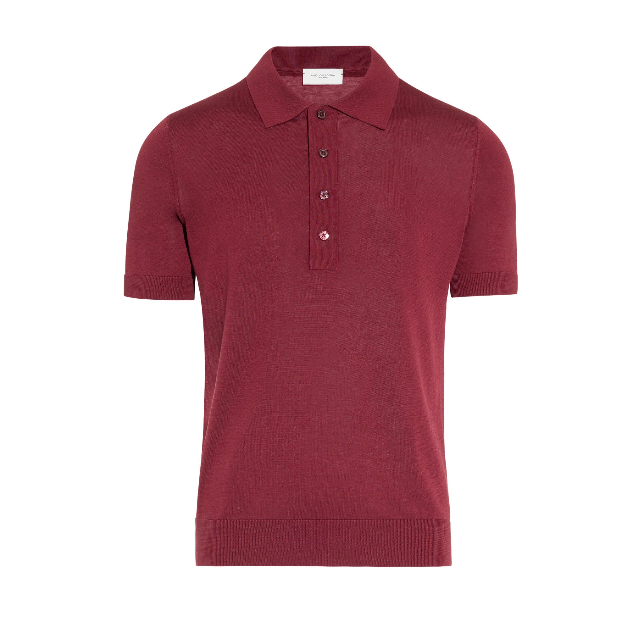 Maglia a Polo in Seta Cotone Mattone Scuro Maglia A Polo Paolo Pecora