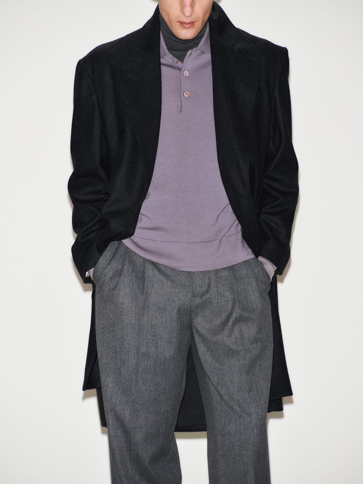 Maglia a Polo Over Fit in Lana Merino Extrafine Lavanda Maglia A Polo Paolo Pecora