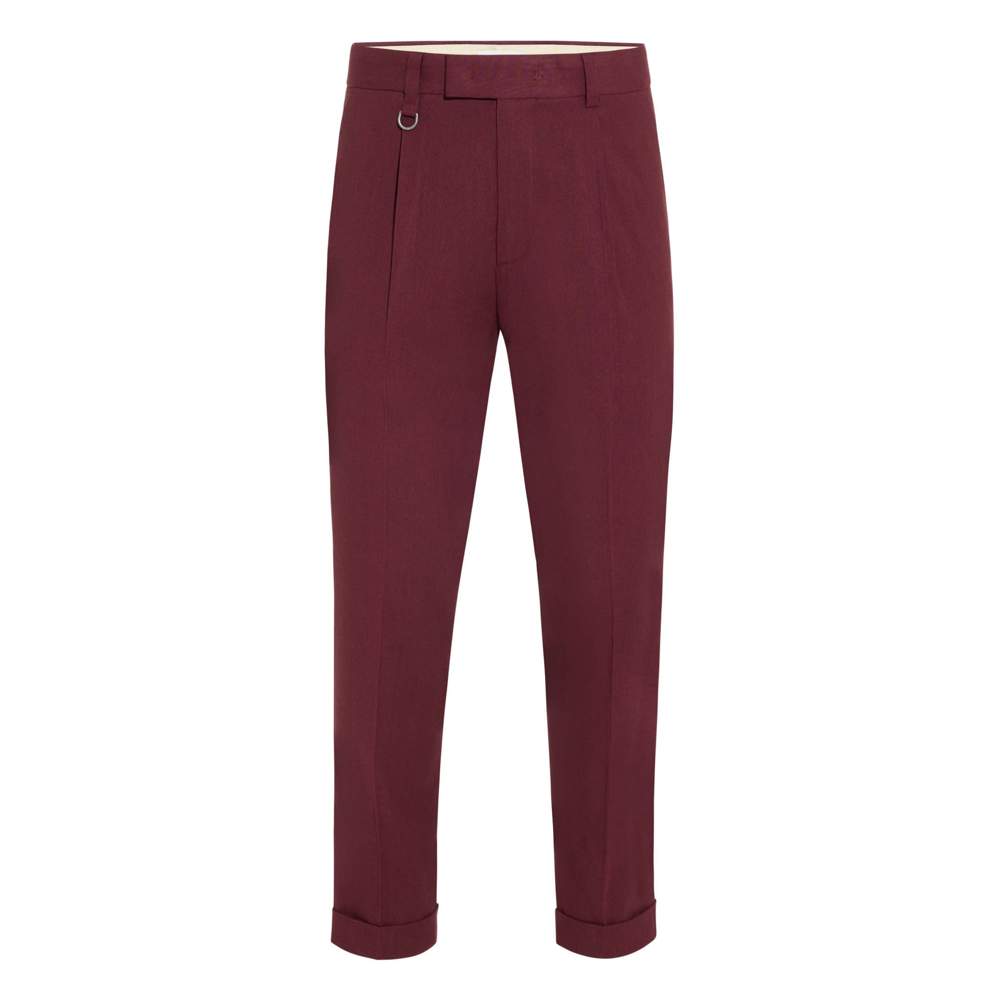 Pantalone Chino con Pinces Duomo in Misto Lino Mattone Scuro Pantalone Tessuto Paolo Pecora