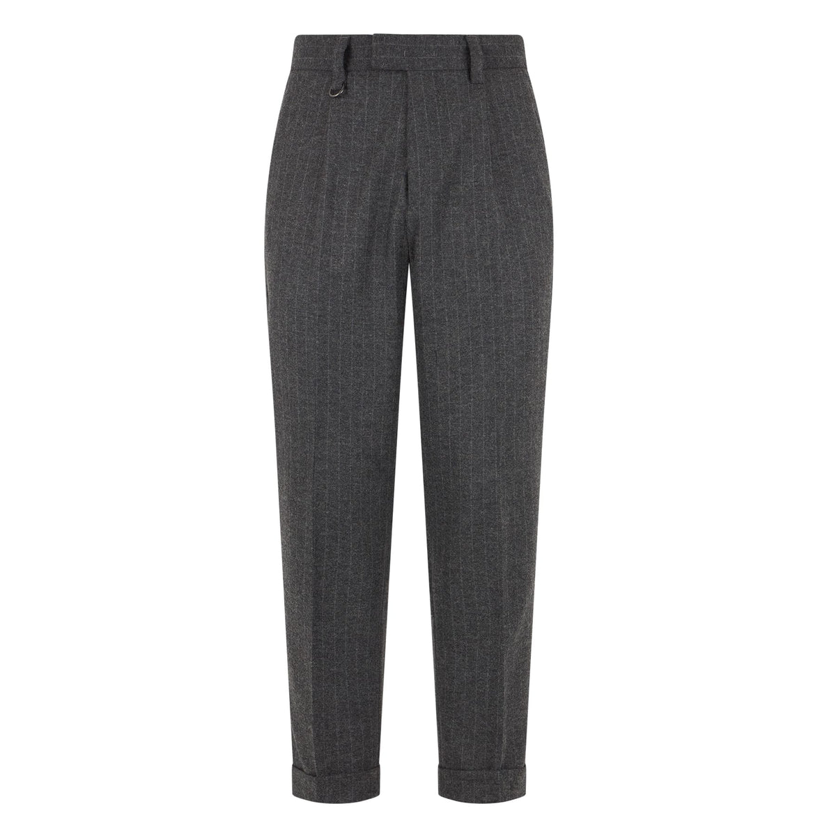 Pantalone Chino Duomo in Misto Lana Gessato Grigio Melange Pantalone Tessuto Paolo Pecora