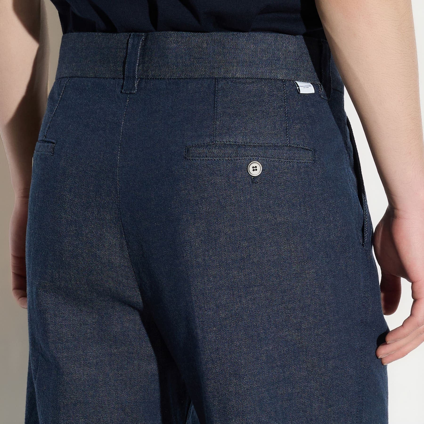 Pantalone Chino Relaxed Fit in Cotone e Lino Blu Pantalone Tessuto Paolo Pecora