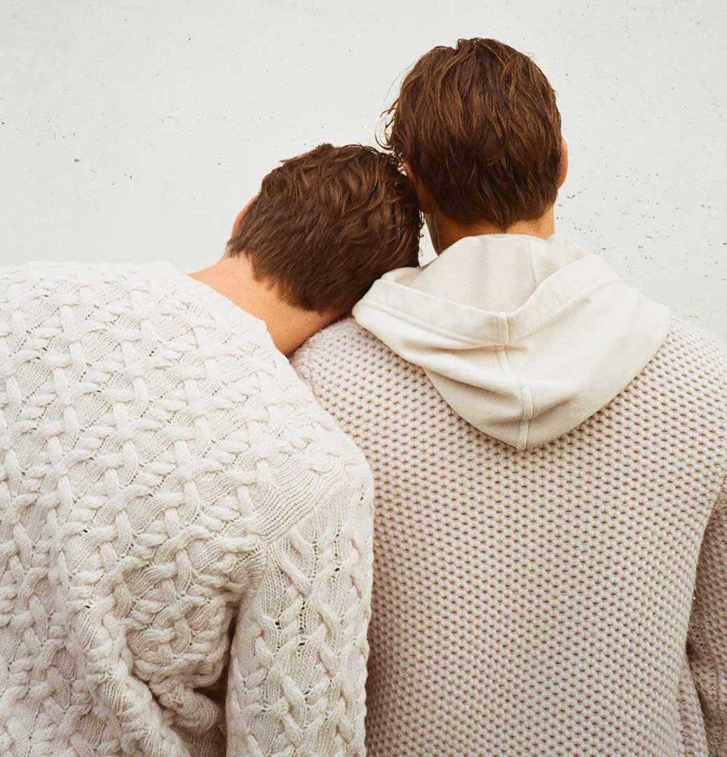 maglione lana merino bianco uomo cappuccio