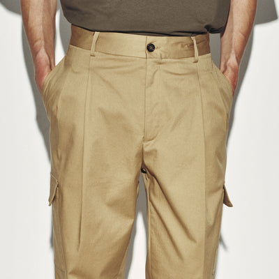 Pantalone Utility Loose Fit in Cotone Corda Pantalone Tessuto 48 / Corda Paolo Pecora