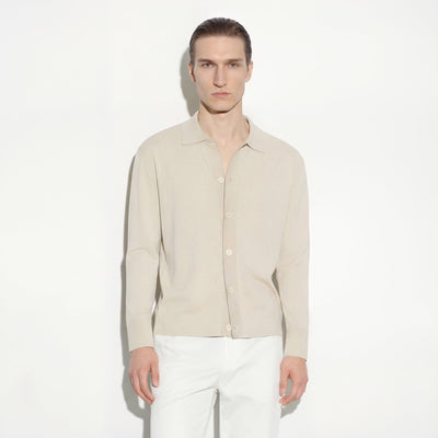 Camicia in Maglia Loose Fit in Cotone Beige Camicia Maglia Paolo Pecora