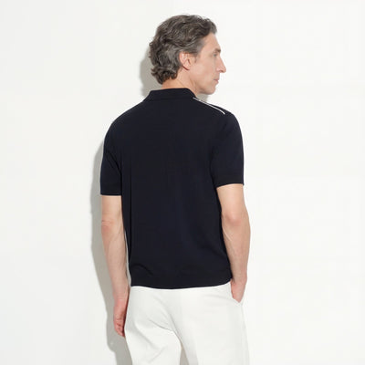 Camicia in Maglia Loose Fit in Cotone con Ricamo Nero Camicia Maglia Paolo Pecora