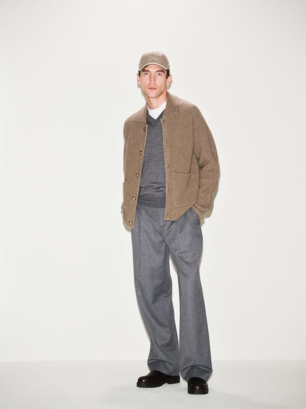 Camicia Maglia Over Fit in Misto Lana Merino a Costa Inglese Greige Camicia Maglia Paolo Pecora