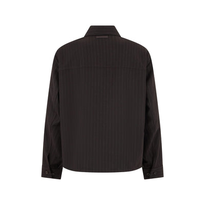 Camicia Overshirt Loose Fit in Misto Lana Gessato Ebano Camicia Tessuto Paolo Pecora