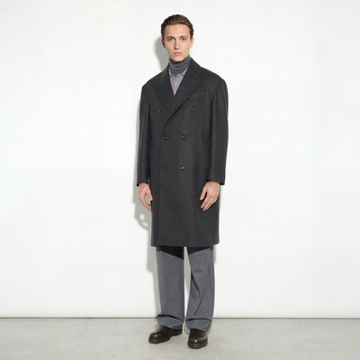 Cappotto Tessuto Grigio Scuro Melange Cappotto Tessuto Paolo Pecora