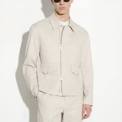 Giubbotto con Zip in Tessuto Beige Giubbotto Tessuto Paolo Pecora
