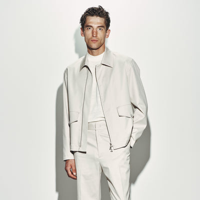 Giubbotto con Zip in Tessuto Beige Giubbotto Tessuto Paolo Pecora