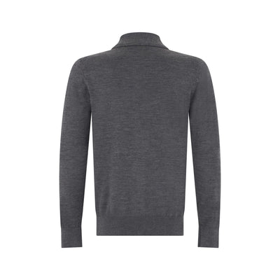 Maglia a Polo in Lana Merino Extrafine Grigio Melange Maglia A Polo Paolo Pecora