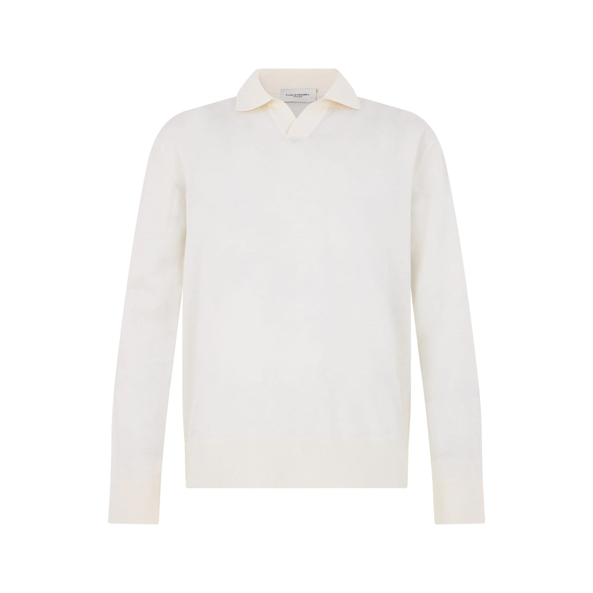 Maglia a Polo Loose Fit in Lana Merino Extrafine Latte Maglia A Polo Paolo Pecora
