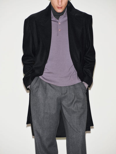 Maglia a Polo Over Fit in Lana Merino Extrafine Lavanda Maglia A Polo Paolo Pecora