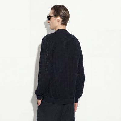 Maglia Cardigan in Cotone Traforato Nero Maglia Cardigan Paolo Pecora