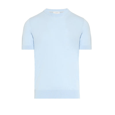 Maglia Girocollo a Maniche Corte in Cotone Azzurro Maglia Girocollo Paolo Pecora