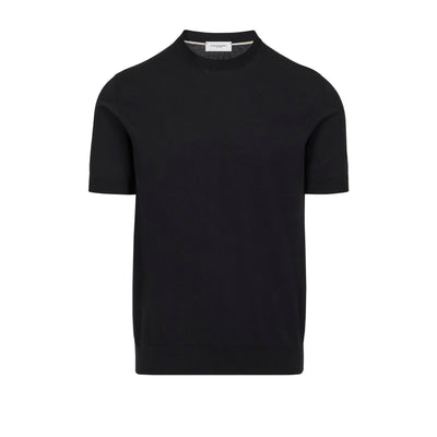 Maglia Girocollo a Maniche Corte in Cotone Nero Maglia Girocollo Paolo Pecora