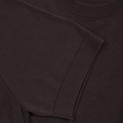 Maglia Girocollo a Maniche Corte in Seta Cotone Marrone Scuro Maglia Girocollo Paolo Pecora