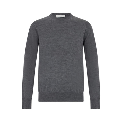 Maglia Girocollo in Lana Merino Extrafine Grigio Melange Maglia Girocollo Paolo Pecora