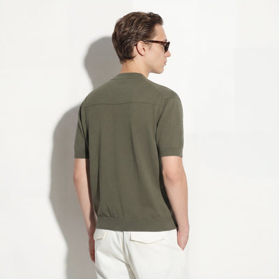 Maglia Girocollo Loose Fit in Cotone Verde Scuro Maglia Girocollo Paolo Pecora