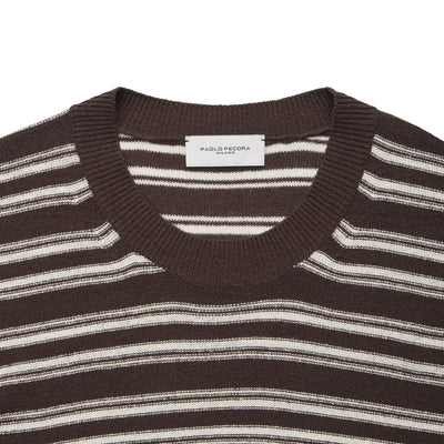 Maglia Girocollo Marrone Scuro Maglia Girocollo Paolo Pecora