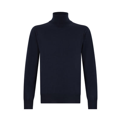 Maglia Lupetto in Lana Merino Extrafine Blu Maglia Lupetto Paolo Pecora
