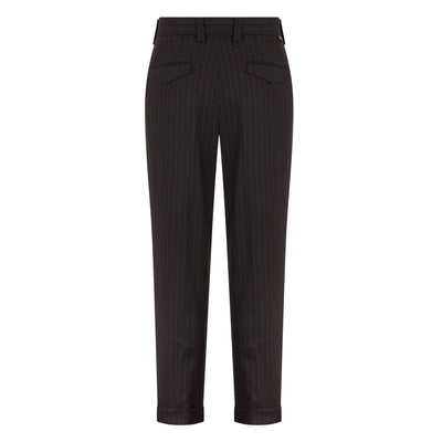 Pantalone Chino Duomo in Misto Lana Gessato Ebano Pantalone Tessuto Paolo Pecora