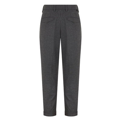 Pantalone Chino Duomo in Misto Lana Gessato Grigio Melange Pantalone Tessuto Paolo Pecora