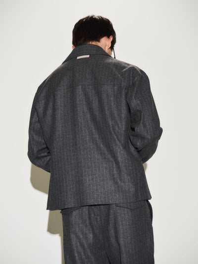 Pantalone Chino Duomo in Misto Lana Gessato Grigio Melange Pantalone Tessuto Paolo Pecora