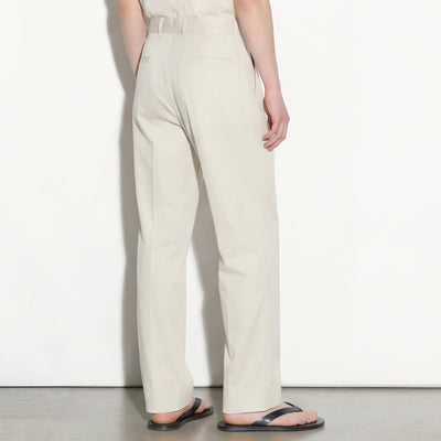 Pantalone Chino Loose Fit in Cotone e Lyocell Beige Pantalone Tessuto Paolo Pecora