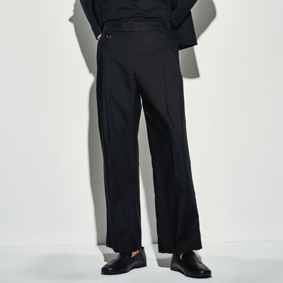 Pantalone Chino Loose Fit in Cotone e Lyocell Nero Pantalone Tessuto Paolo Pecora