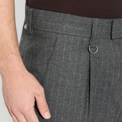 Pantalone Tessuto Rigato Fondo Grigio/Grigio Pantalone Tessuto Paolo Pecora