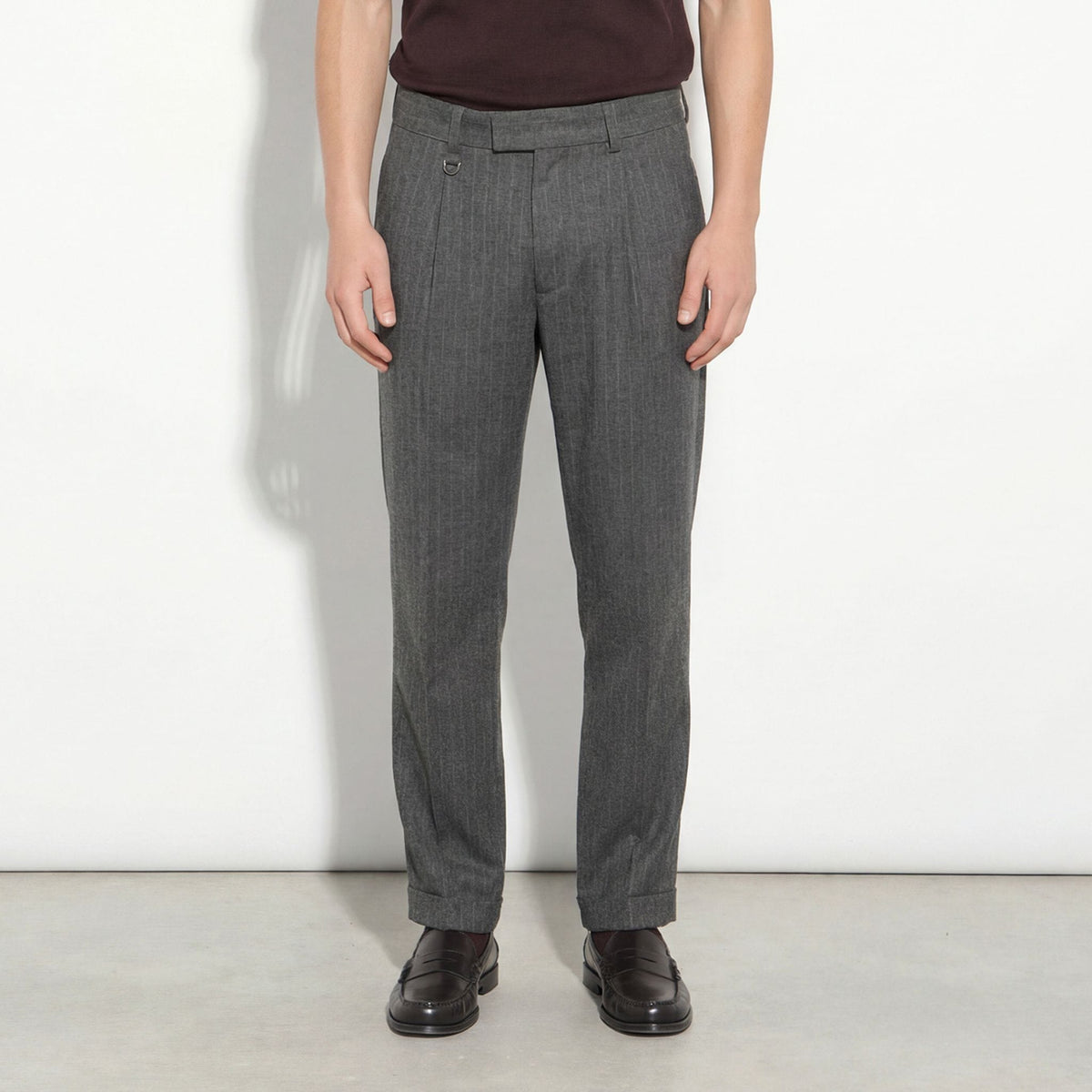 Pantalone Tessuto Rigato Fondo Grigio/Grigio Pantalone Tessuto Paolo Pecora