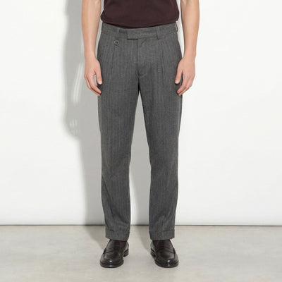 Pantalone Tessuto Rigato Fondo Grigio/Grigio Pantalone Tessuto Paolo Pecora