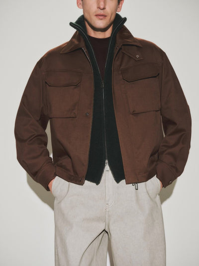 Giubbotto Loose Fit in Gabardina Misto Cotone Wenghe