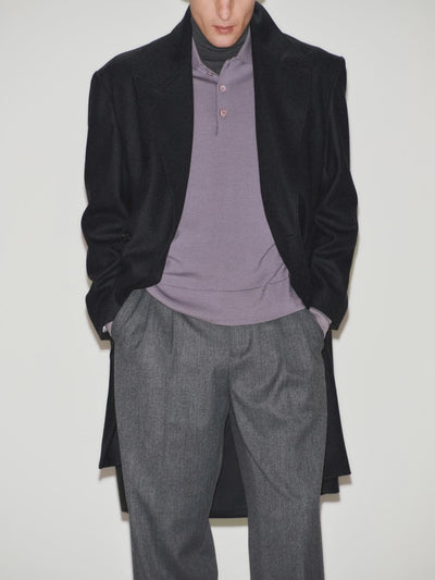 Lavender Extrafine Merino Wool Over Fit Polo Shirt
